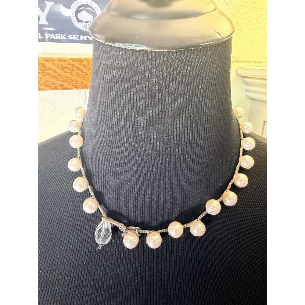 On U Jewelry Maggie Crocheted Pearl Necklace 17" Donna Silvestri Crystal Toggle